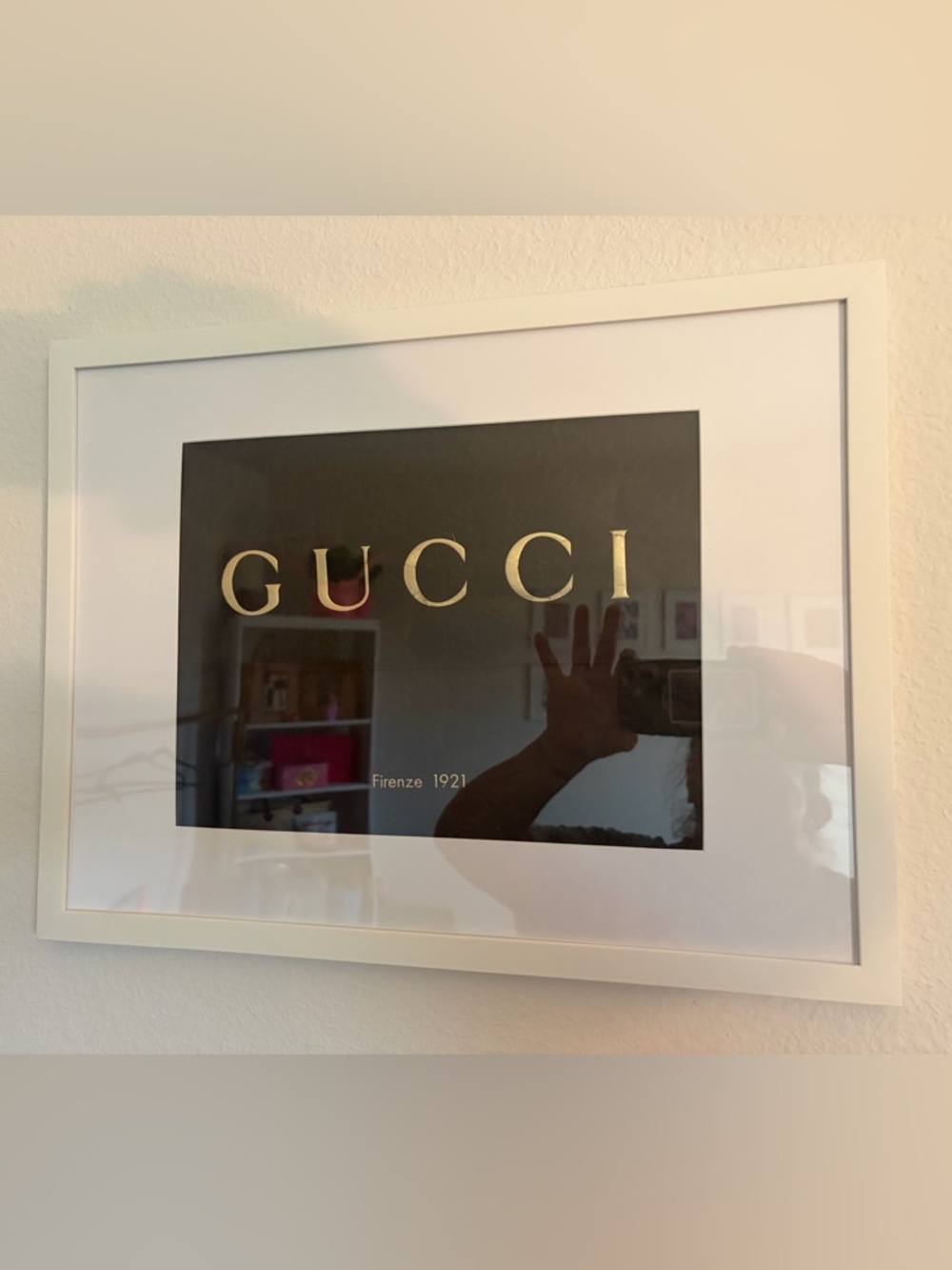 Gucci Signature Brown and Gold Framed Logo 12x16